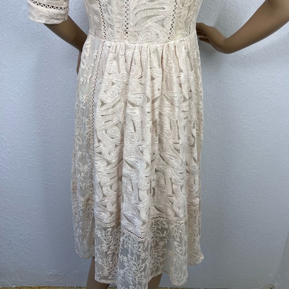 Free People Lace, lined, champagne, Empire waisted sz. 2 dress - Picture 12 of 14